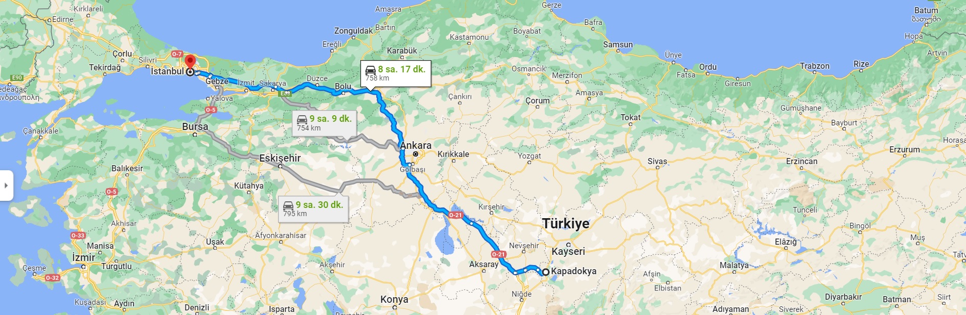 How Far is Istanbul From Cappadocia?